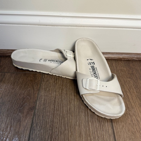 Birkenstock for J. Crew Madrid White Sandal Sz 37 W6 Slip-On Summer Casual - Picture 1 of 13
